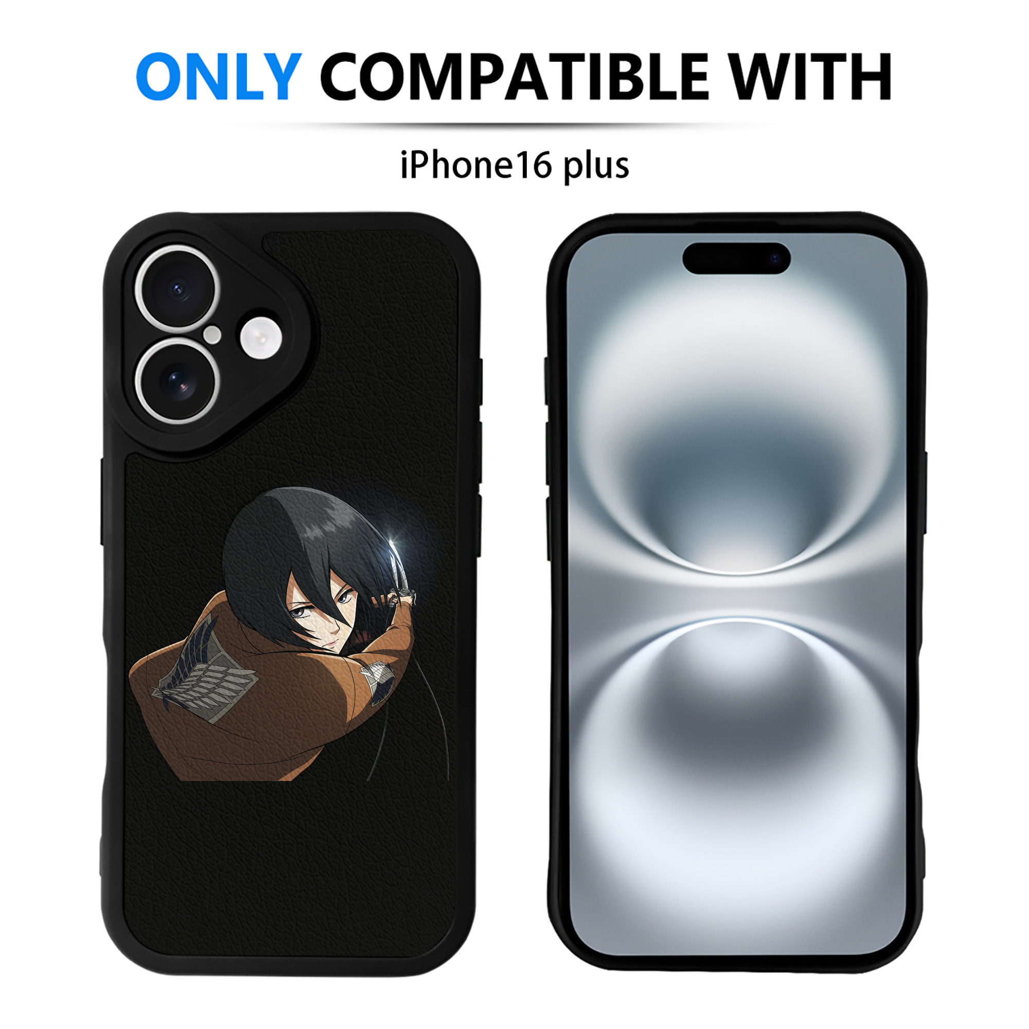 （画像用） 進撃の巨人 ミカサ·アッカーマン Attack on Titan Mikasa Ackerman 【iPhone 16シリーズ対応】シリコンスマホケース（レザー調） 材質：シリコン
